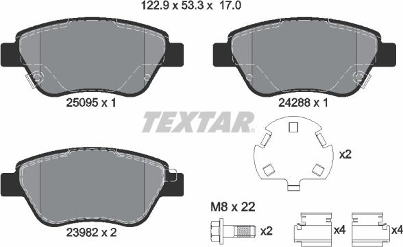 Textar 2509501 — Zestaw klocków hamulcowych, hamulce tarczowe