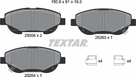 Textar 2500601 — Zestaw klocków hamulcowych, hamulce tarczowe