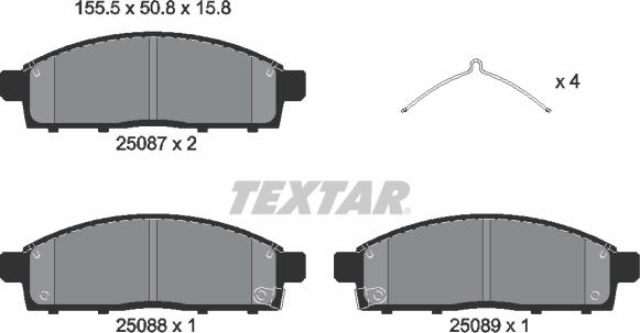 Textar 2508703 — Zestaw klocków hamulcowych, hamulce tarczowe