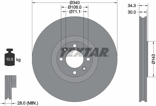 Textar 92256903 — Tarcza hamulcowa