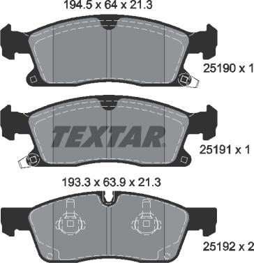 Textar 2519001 — Zestaw klocków hamulcowych, hamulce tarczowe