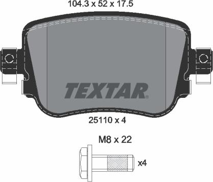 Textar 2511003 — Zestaw klocków hamulcowych, hamulce tarczowe