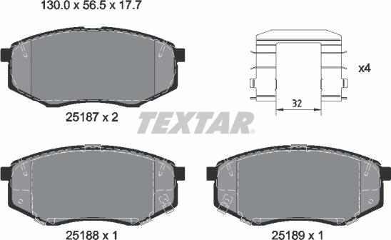 Textar 2518701 — Zestaw klocków hamulcowych, hamulce tarczowe