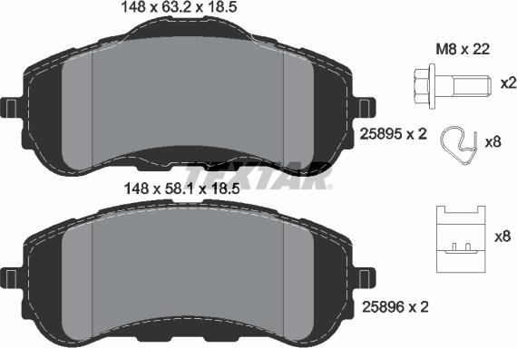 Textar 2589501 — Zestaw klocków hamulcowych, hamulce tarczowe
