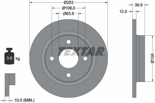 Textar 92292803 — Tarcza hamulcowa
