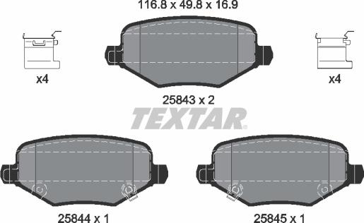 Textar 2584301 — Zestaw klocków hamulcowych, hamulce tarczowe