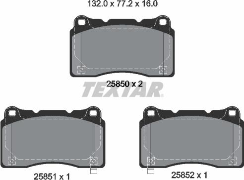 Textar 2585001 — Zestaw klocków hamulcowych, hamulce tarczowe
