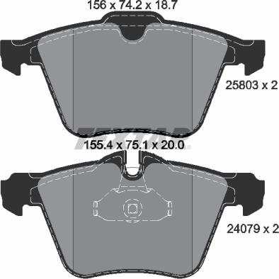 Textar 2580301 — Zestaw klocków hamulcowych, hamulce tarczowe