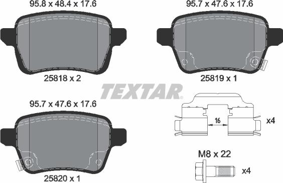 Textar 2581802 — Zestaw klocków hamulcowych, hamulce tarczowe