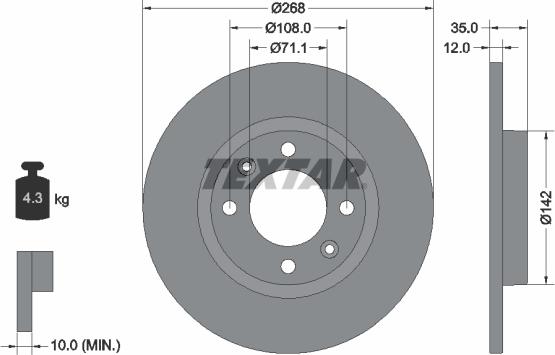 Textar 92325903 — Tarcza hamulcowa