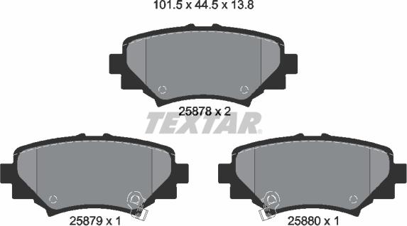 Textar 2587801 — Zestaw klocków hamulcowych, hamulce tarczowe