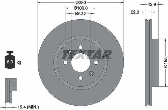 Textar 92239303 — Tarcza hamulcowa