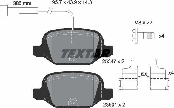 Textar 2534701 — Zestaw klocków hamulcowych, hamulce tarczowe