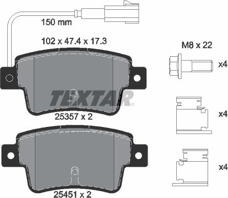 Textar 2535701 — Zestaw klocków hamulcowych, hamulce tarczowe