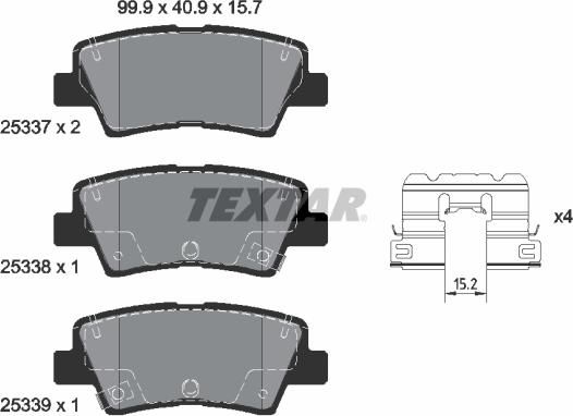 Textar 2533709 — Zestaw klocków hamulcowych, hamulce tarczowe