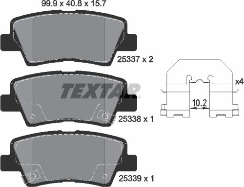 Textar 2533701 — Zestaw klocków hamulcowych, hamulce tarczowe