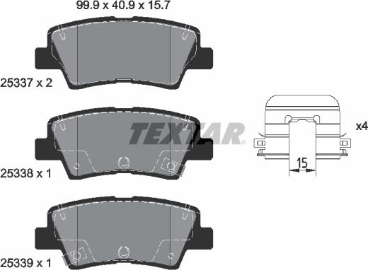 Textar 2533707 — Zestaw klocków hamulcowych, hamulce tarczowe