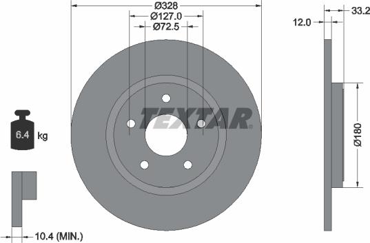 Textar 92286003 — Tarcza hamulcowa