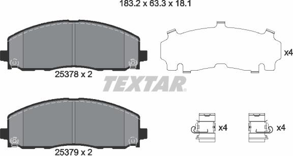 Textar 2537801 — Zestaw klocków hamulcowych, hamulce tarczowe