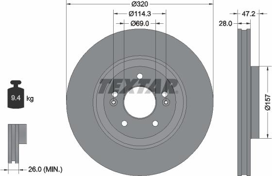 Textar 92306303 — Tarcza hamulcowa