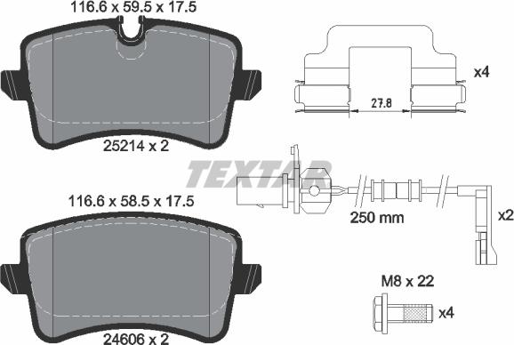 Textar 2521404 — Zestaw klocków hamulcowych, hamulce tarczowe
