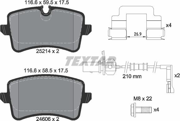 Textar 2521403 — Zestaw klocków hamulcowych, hamulce tarczowe