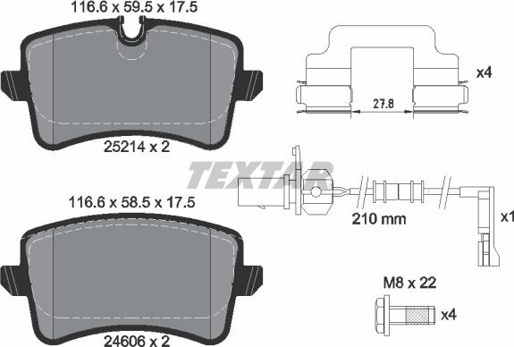 Textar 2521413 — Zestaw klocków hamulcowych, hamulce tarczowe