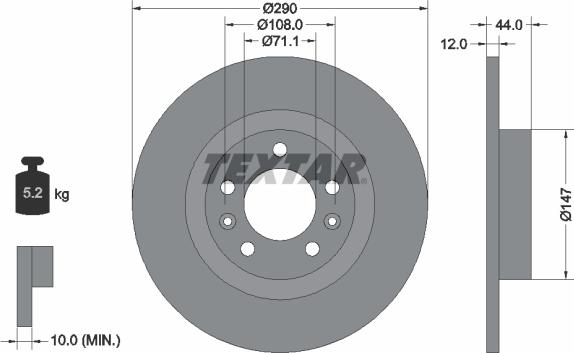 Textar 92238003 — Tarcza hamulcowa