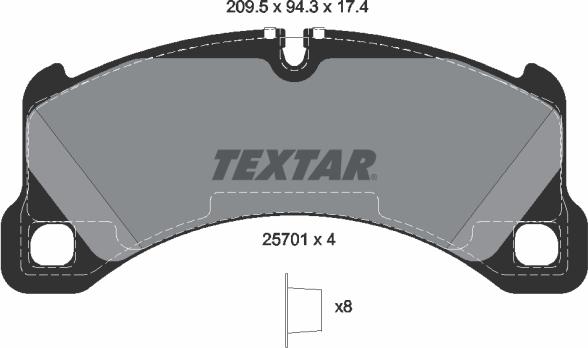 Textar 2570101 — Zestaw klocków hamulcowych, hamulce tarczowe