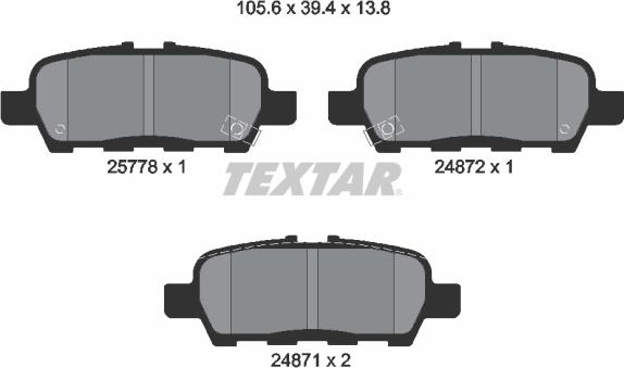 Textar 2577801 — Zestaw klocków hamulcowych, hamulce tarczowe