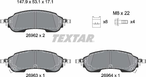 Textar 2696201 — Zestaw klocków hamulcowych, hamulce tarczowe