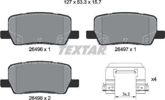 Textar 2649601 — Zestaw klocków hamulcowych, hamulce tarczowe
