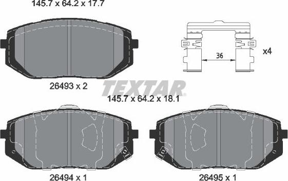 Textar 2649301 — Zestaw klocków hamulcowych, hamulce tarczowe
