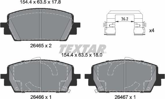 Textar 2646501 — Zestaw klocków hamulcowych, hamulce tarczowe