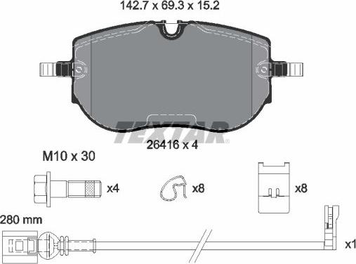 Textar 2641601 — Zestaw klocków hamulcowych, hamulce tarczowe