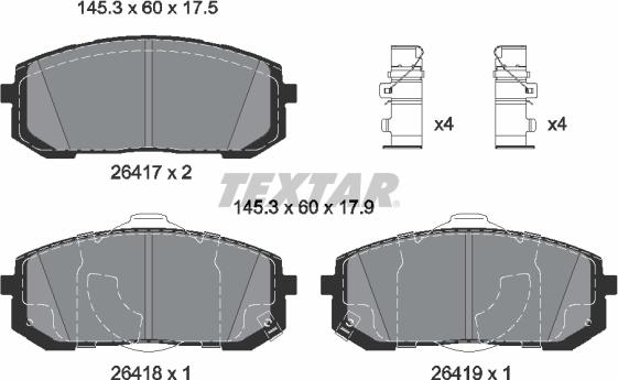 Textar 2641701 — Zestaw klocków hamulcowych, hamulce tarczowe