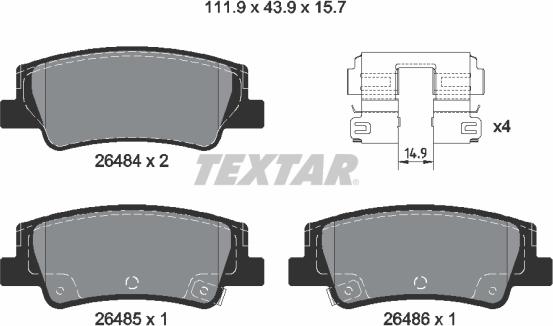 Textar 2648401 — Zestaw klocków hamulcowych, hamulce tarczowe