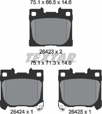 Textar 2642301 — Zestaw klocków hamulcowych, hamulce tarczowe