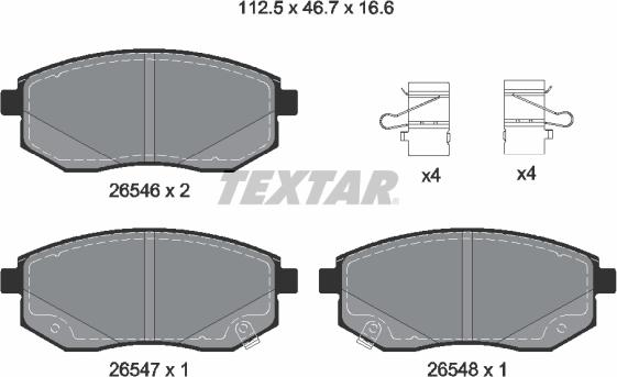 Textar 2654601 — Zestaw klocków hamulcowych, hamulce tarczowe
