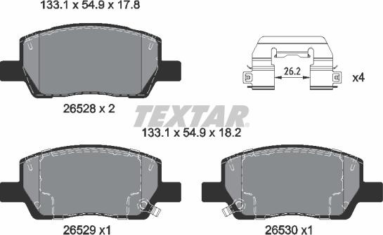 Textar 2652801 — Zestaw klocków hamulcowych, hamulce tarczowe