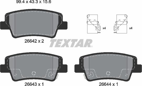 Textar 2664201 — Zestaw klocków hamulcowych, hamulce tarczowe
