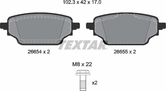 Textar 2665401 — Zestaw klocków hamulcowych, hamulce tarczowe