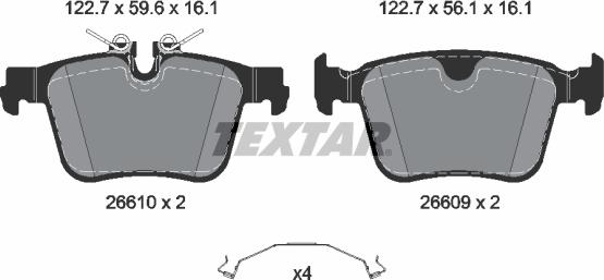 Textar 2661001 — Zestaw klocków hamulcowych, hamulce tarczowe