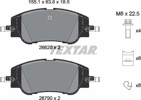 Textar 2662001 — Zestaw klocków hamulcowych, hamulce tarczowe
