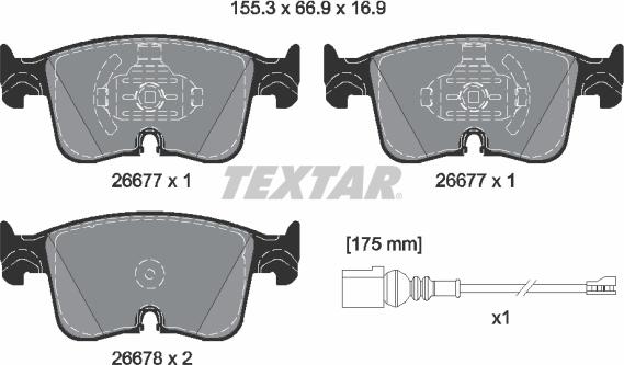 Textar 2667702 — Zestaw klocków hamulcowych, hamulce tarczowe