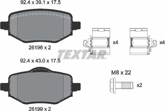 Textar 2619801 - Klocek hamulcowy kpl.