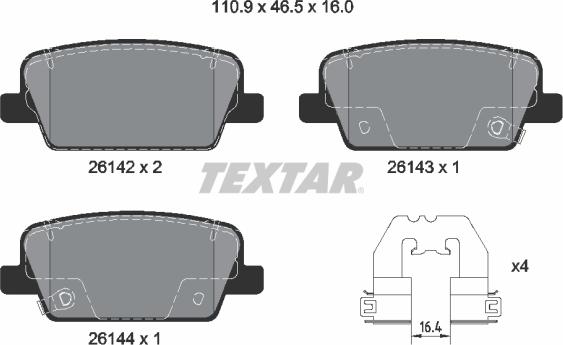 Textar 2614201 — Zestaw klocków hamulcowych, hamulce tarczowe