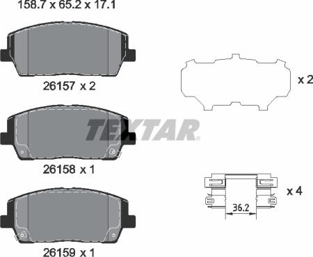 Textar 2615701 — Zestaw klocków hamulcowych, hamulce tarczowe