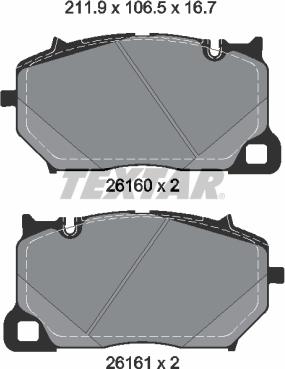 Textar 2616001 — Zestaw klocków hamulcowych, hamulce tarczowe