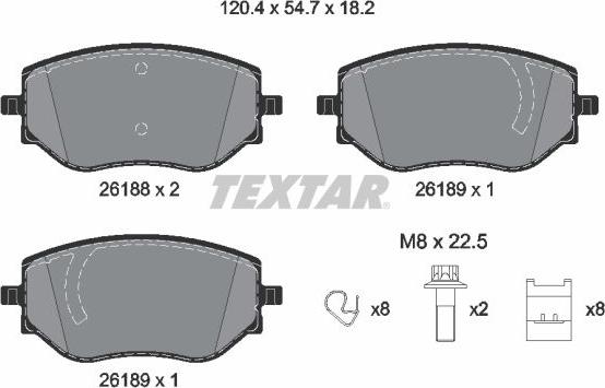 Textar 2618801 — Zestaw klocków hamulcowych, hamulce tarczowe